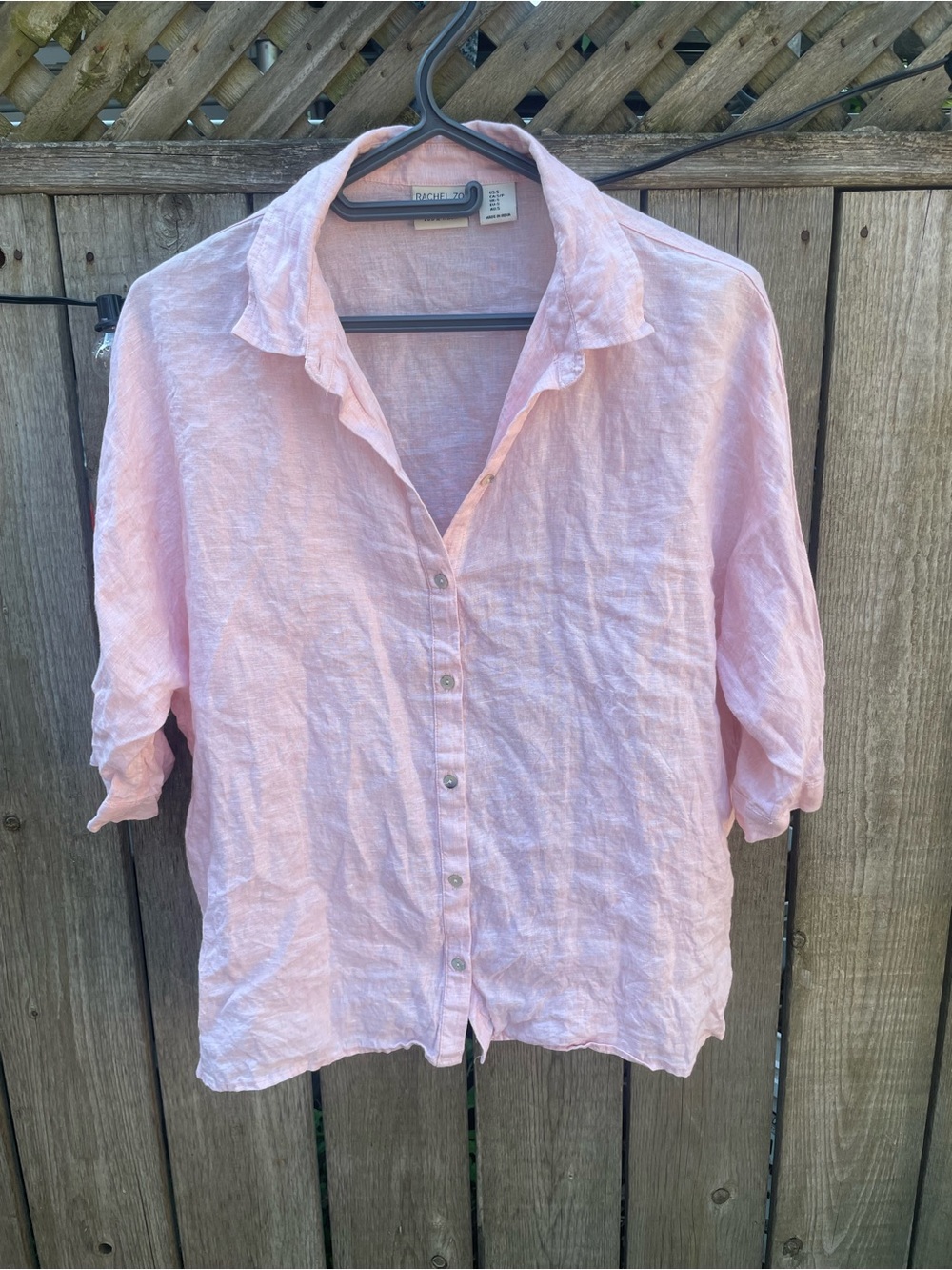 Rachel Zoe Pale Pink Linen Button-Down Shirt
